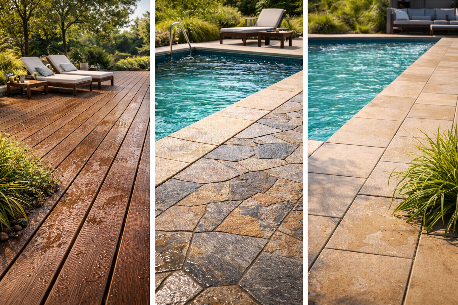 Farklı havuz kenarı zemin seçenekleri