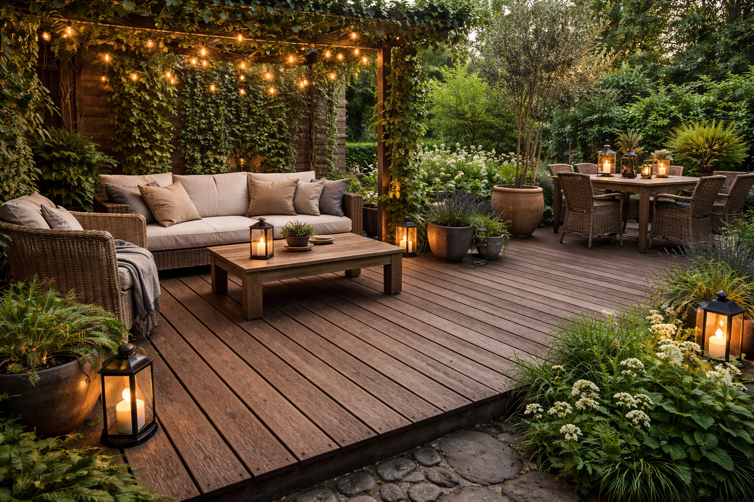 Rustik deck bahçe tasarımı
